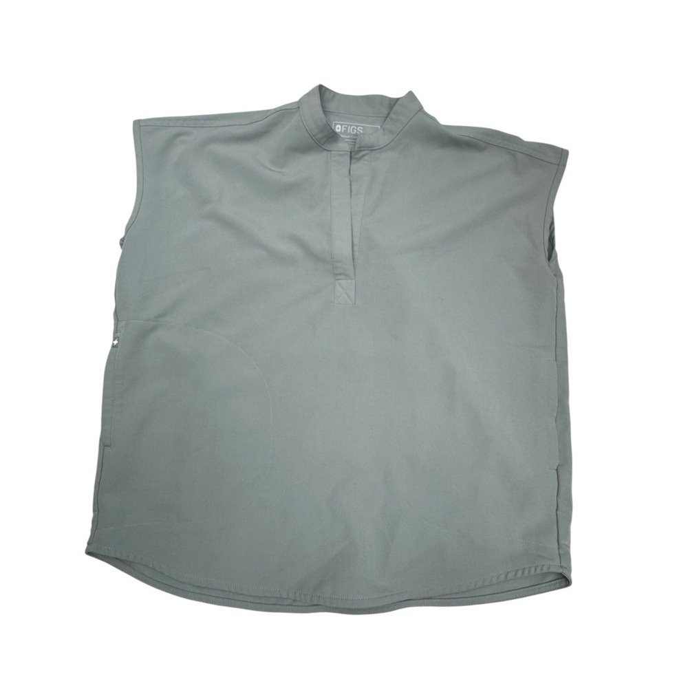 FIGS Technical Collection Scrub Top Women Small Gray Sleeveless Mandarin Collar